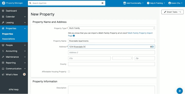 Adding property in AppFolio