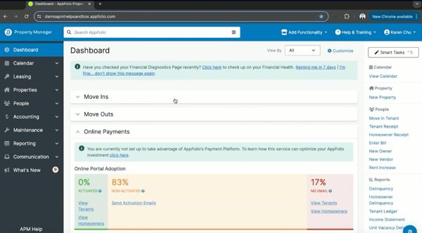 AppFolio dashboard