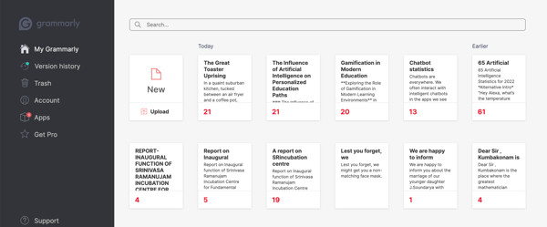 Grammarly Free Account UI