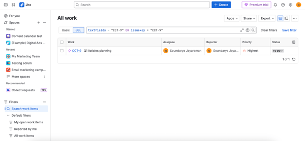 Search in Jira