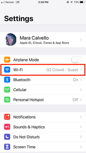 Select Wi-Fi on iPhone