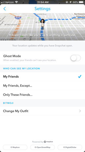 Snapchat Map Settings