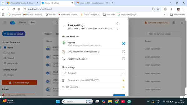 Sharing on OneDrive