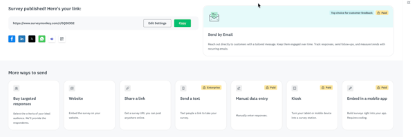 Sharing survey using SurveyMonkey