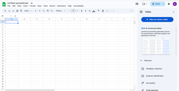 Sheets Blank Spreadsheet