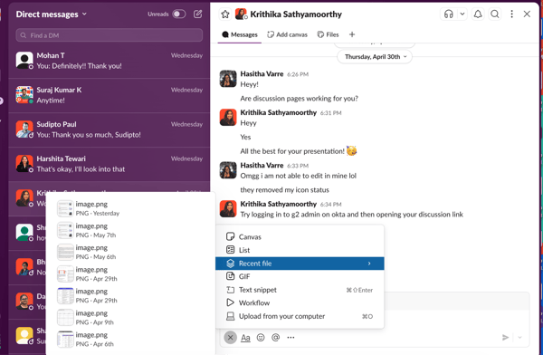 Slack sharing