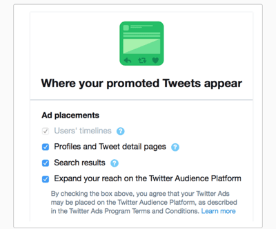Step 6 Twitter ad placements