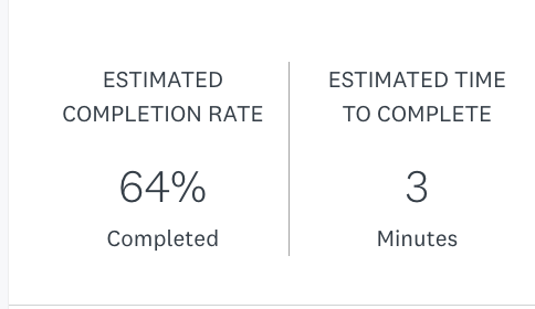 SurveyMonkey displays details on the Estimated Time to complete my survey