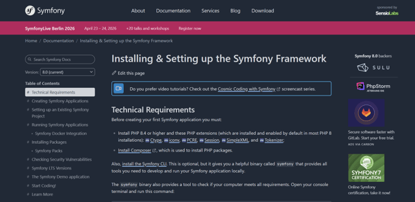 Symfony's installation documentation