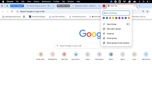 Tab groups on Chrome