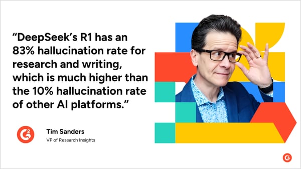 Tim Sanders G2 Tech Signals quote on AI hallucinations