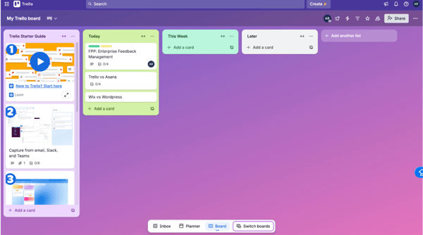 Trello dashboard