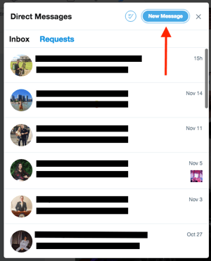 Twitter new message