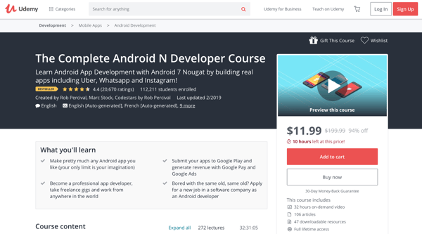 best Android app developer course