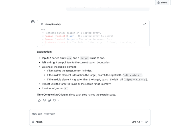 search algorithm using github copilot