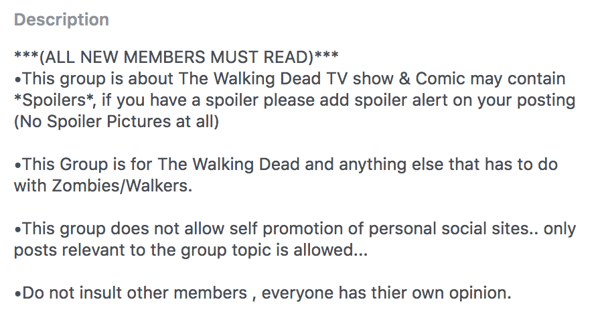 Walking Dead facebook group