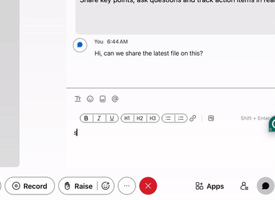 Webex emojis in in meting chat