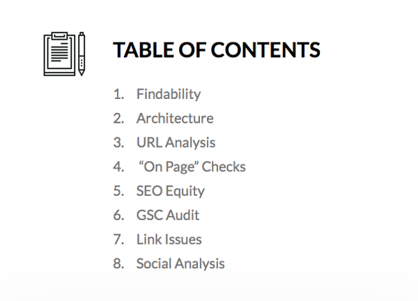 table of contents webris