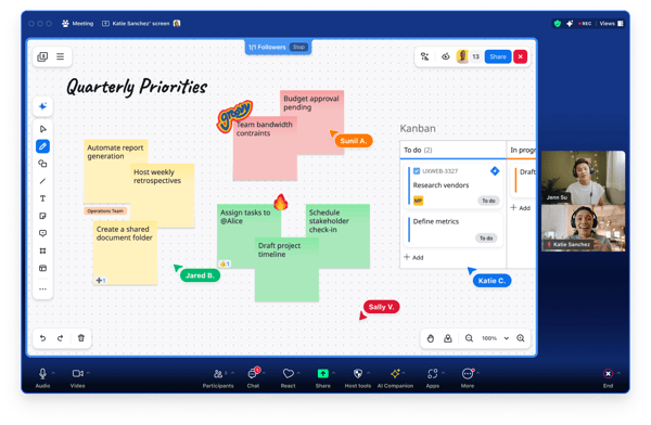 Whiteboard interface for Zoom
