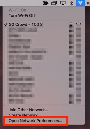Open Wi-Fi Network Preferences on Mac