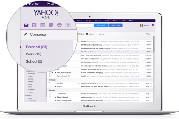 Yahoo mail desktop interface