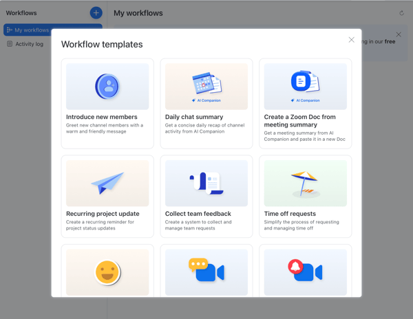 Zoom Workflow templates