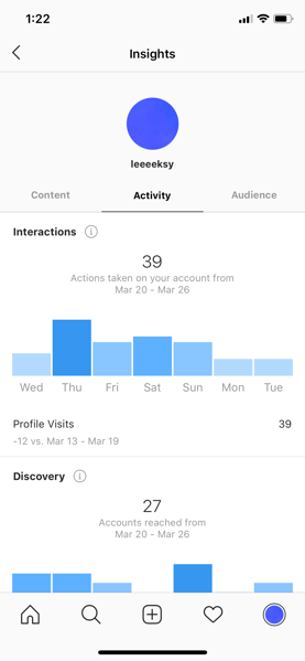 activity in instagram insights