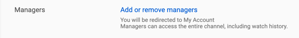 add or remove managers on a youtube brand account