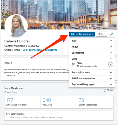 how to add skills to your linkedin profile