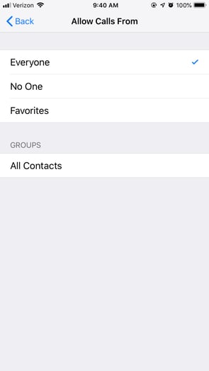 Do Not Disturb Allow Calls From