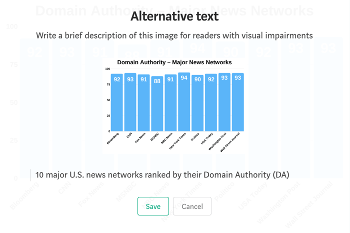 adding alt text to an image on Medium