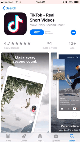 app store screenshots tik tok