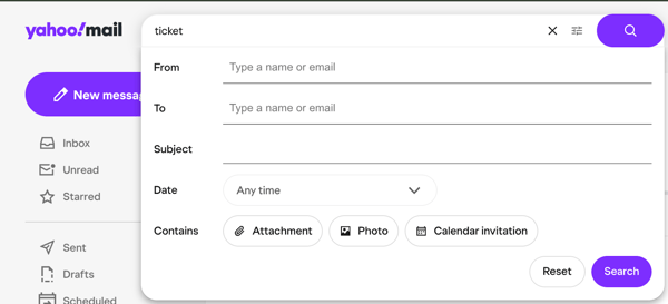 attachments on yahoo