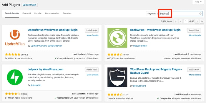 WordPress plugins to backup your site