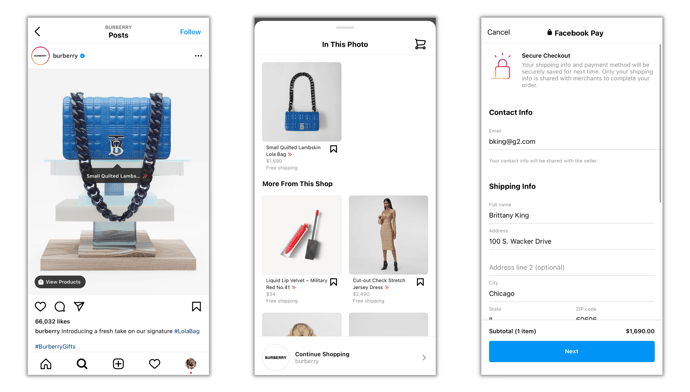 burberry multichannel retail instagram shopping feature
