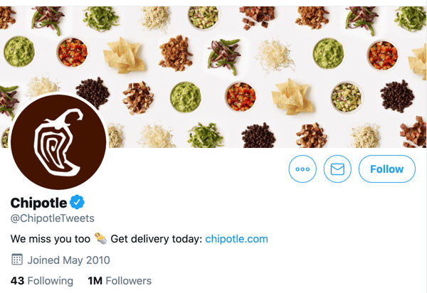 example of chipotle brand twitter account