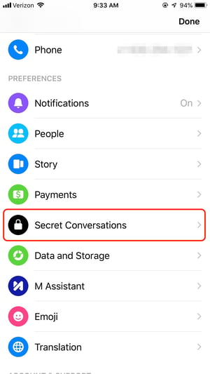 Select Secret Conversations