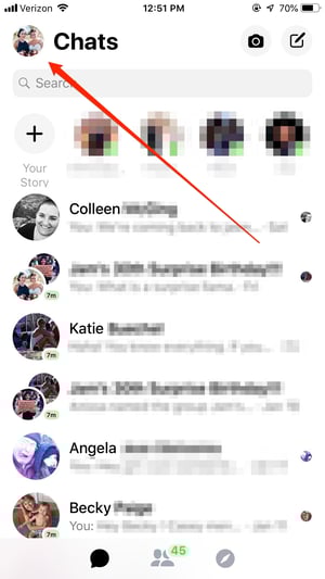 Facebook Messenger Home Screen