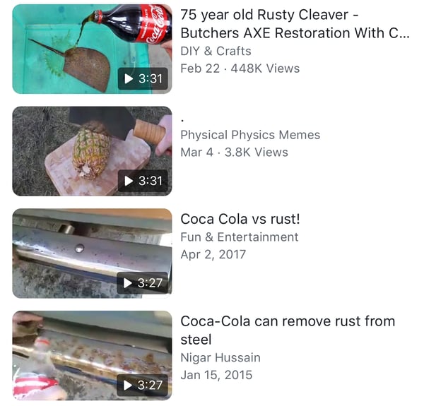 coca-cola used for cleaning rust