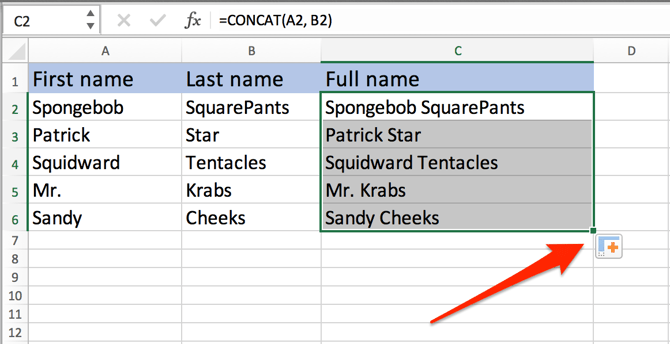 Concatenate excel не видит