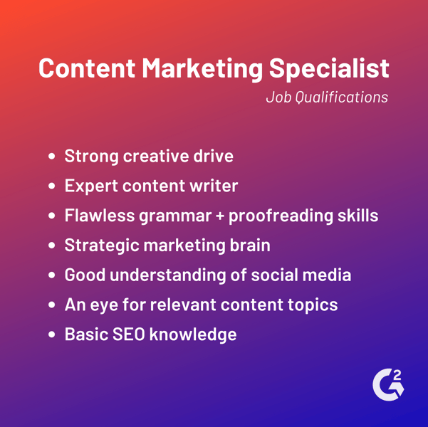 content marketing specialist job qualifications