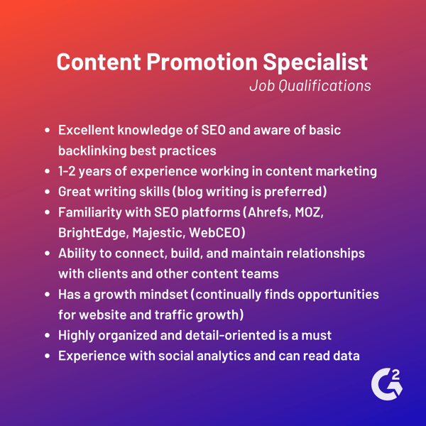 content promotion specialist job qualifications