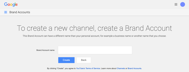 create a youtube brand channel
