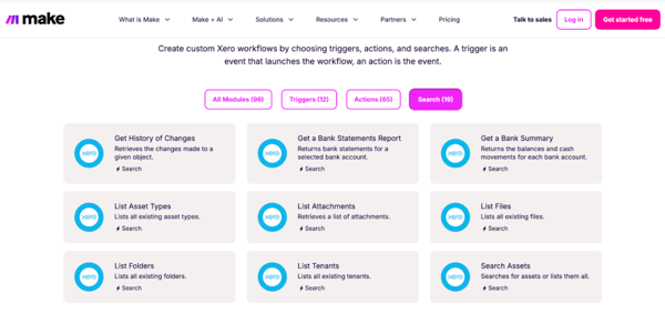 custom xero workflows on make