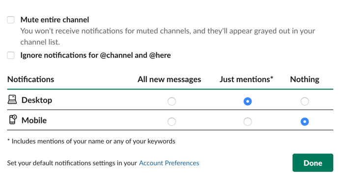 customize notification preferences on Slack