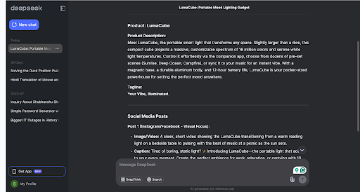 deepseek for content generation