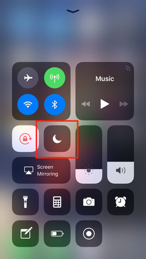 Do Not Disturb from iPhone Control Center