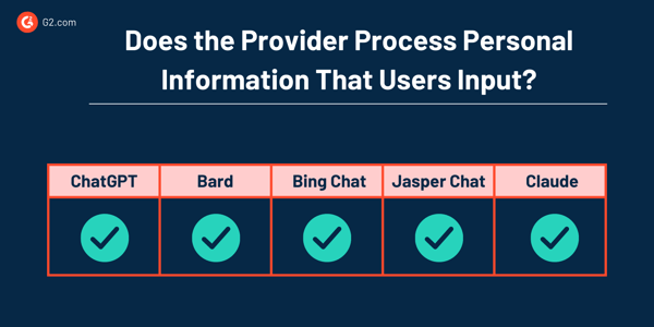 does the provider process personally identifiable information users input