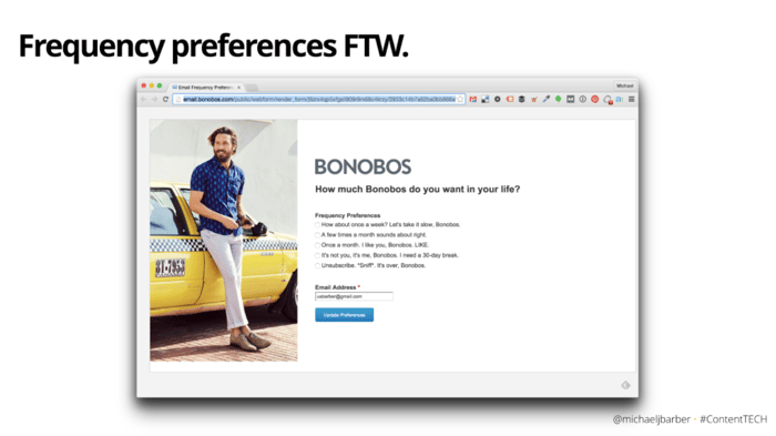 email subscription preferences