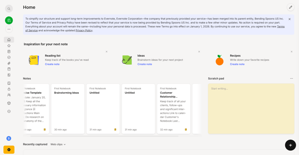 evernote homepage